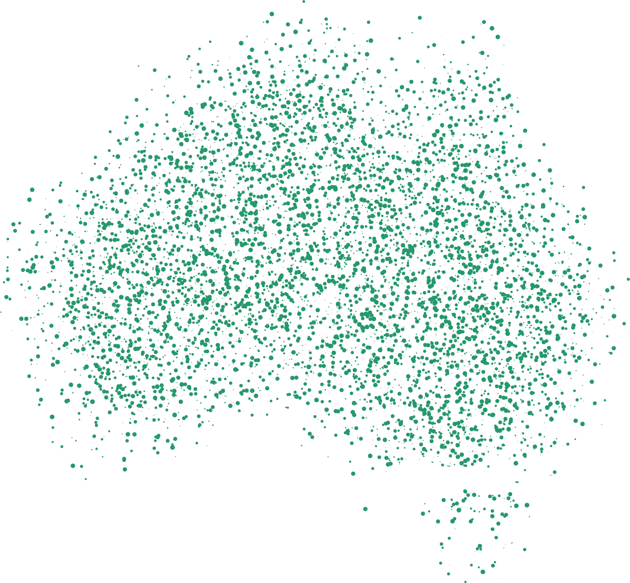 Map of Australia made from tiny microbes